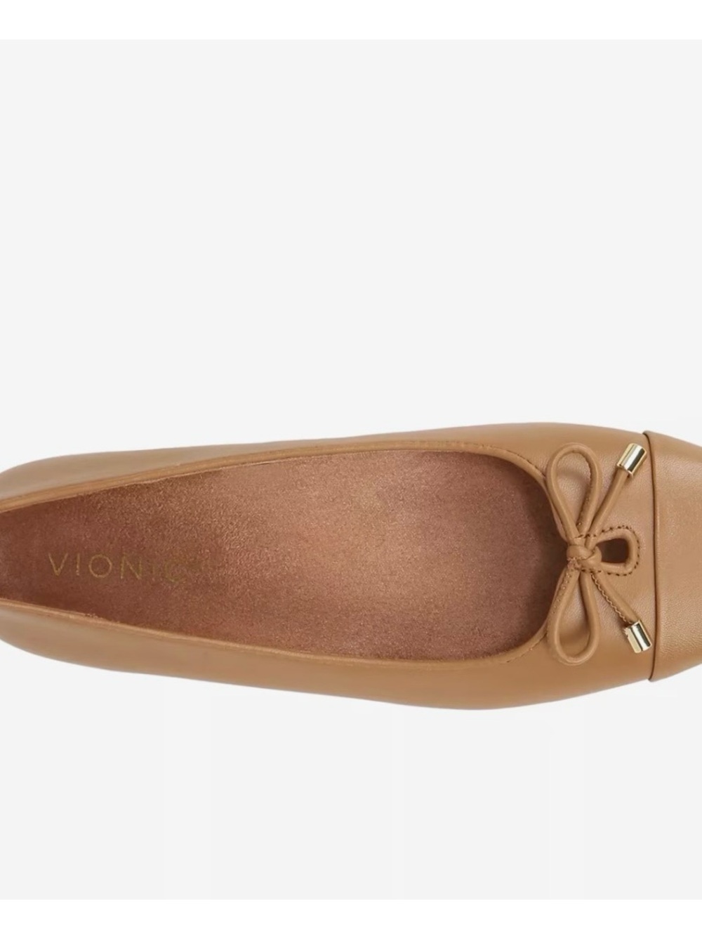 Vionic Klara Camel Leather Bow Ballet Flat 7 New